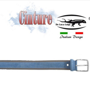 CINTURA UOMO SCAMOSCIATA AZZURRA CONTORNI GRIGI 400/40 DE LUCA