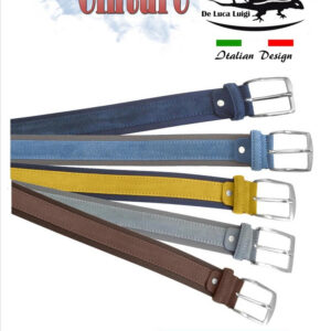 CINTURA UOMO SCAMOSCIATA AZZURRA CONTORNI GRIGI 019/40 DE LUCA