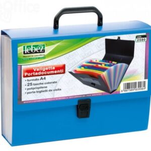 VALIGETTA PORTADOCUMENTI A4 IN PPL CON TASCHE COLORATE 24X33X8 CM LEBEZ