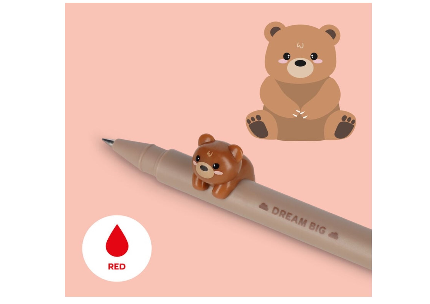 Set Penna Cancellabile Teddy Bear con Refill Rosso