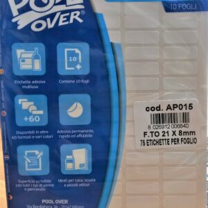 FOGLIO 12 ETICHETTE AUTOADESIVE AP015 21X8 MM POOL OVER