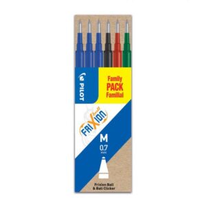 Set 6 - Refill Frixion Ball 0.7 - Nero, Blu, Rosso, Verde - Punta Media