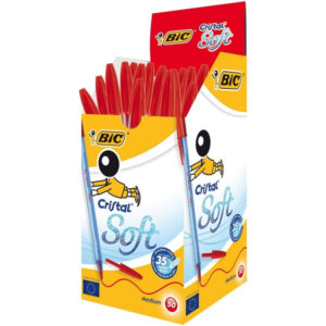 PENNE A SFERA CRISTAL SOFT MEDIUM PACCO DA 50 PEZZI ROSSO BIC