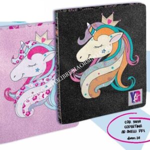 COPERTINA AD ANELLI D30 UNICORNO GLITTERATO YOUNG PEOPLE
