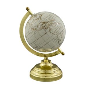 MAPPAMONDO BASE ORO 13X13X21,5CM BIANCO