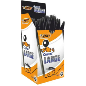 PENNE A SFERA CRISTAL LARGE CONFEZIONE DA 50 PEZZI NERO BIC