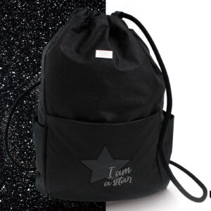 SACCA TEEN GLAMOUR "I AM A STAR" NERO GLITTER TINTAUNITA
