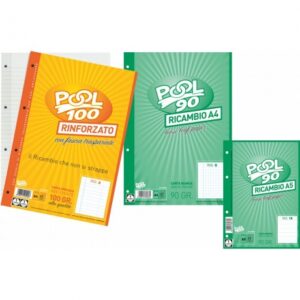 RICAMBI A5 PER COPERTINE AD ANELLI RIGHE 1R 90 GRAMMI BIANCO