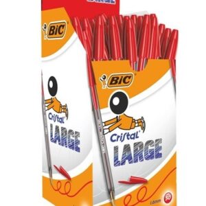 PENNE A SFERA CRISTAL LARGE CONFEZIONE DA 50 PEZZI ROSSO BIC