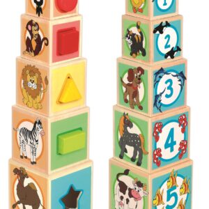 GIOCO LEGNO 5 CUBI IMPILABILI CON INSERTI